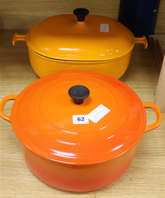 Two Le Creuset casserole dishes